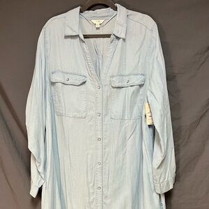 Terra & Sky Light Blue Shirt Dress